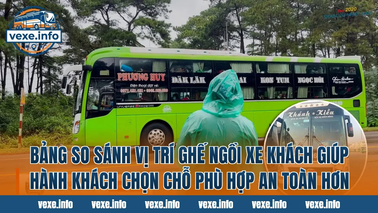 Bảng so sánh vị trí ghế ngồi xe khách giúp hành khách chọn chỗ phù hợp an toàn hơn