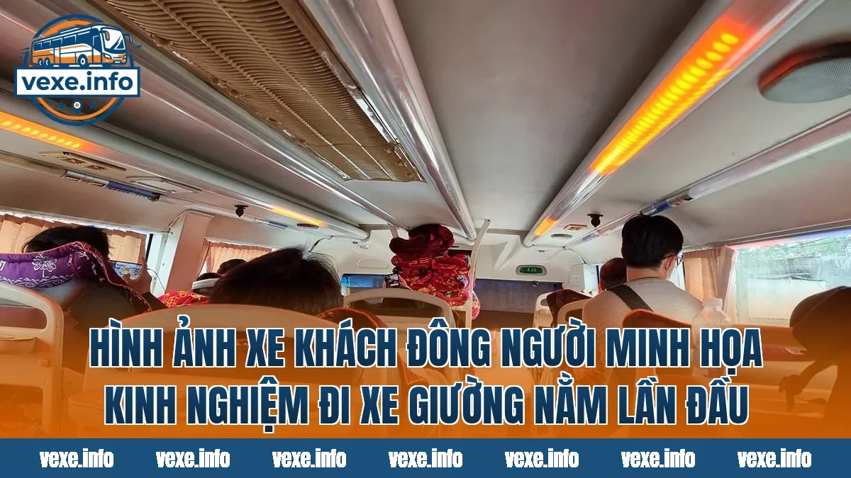Hình ảnh xe khách đông người minh họa kinh nghiệm đi xe giường nằm lần đầu